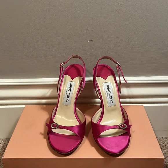 Y2K Jimmy Choo Hot Pink Sling-backs - Picture 2 of 6